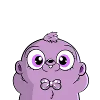 a purple cartoon character with a bow tie is in a circle
