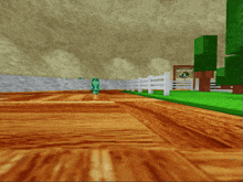 a computer generated image of a fence and trees with a sign in the background that says ' strawberry city '