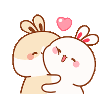 two cartoon rabbits kissing with a heart above them