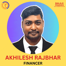 a man in a suit and tie with the name akhilesh rajbhar on the bottom