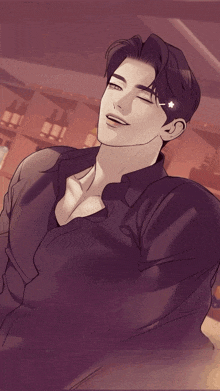 a man with a star on his forehead is smiling