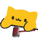 a yellow cat with a sign that says ban on it
