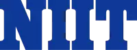 a blue and white logo that says init