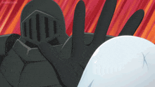 a cartoon character with a knight 's helmet and gloves on