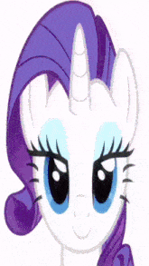 a cartoon pony with a purple mane and a horn