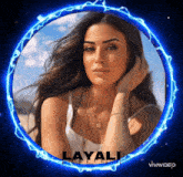 a picture of a woman in a blue circle with the word layali on it