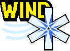 a wind logo with a blue star and the word wind on it