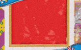 a picture of a red curtain in a frame with chinese writing on it