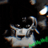 a blurred image of a person with a mask on their face and the words " just my luck " in the corner