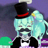 a cartoon character with a top hat and a mustache