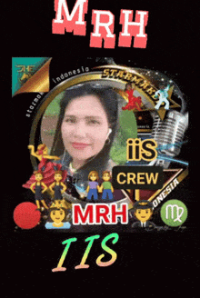 a picture of a woman with the name mrh on the top
