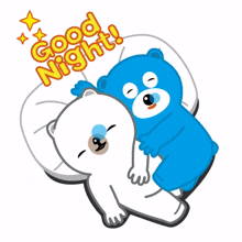 bear blue fun cute good night