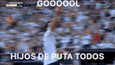a blurred image of a soccer game with the words hijos de puta todos