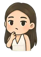 a cartoon drawing of a girl with brown hair and a white top