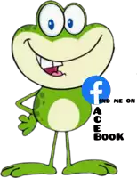 a cartoon frog with the words find me on facebook below it