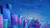a cartoon illustration of a city with a huge explosion in the background
