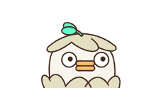 a cartoon drawing of a duck 's face with a yellow beak