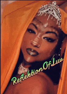 a picture of a woman with the words reflection of luv written on it