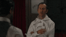 a man in a chef 's uniform says please yes go