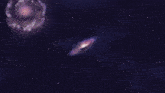 a girl with long hair is standing in front of a galaxy in space
