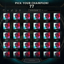 a screenshot of a video game that says pick your champion
