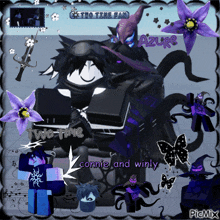 a collage with purple flowers and the words two time connie and winly on the bottom