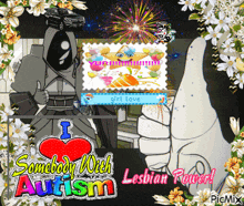 a picture of a person giving a thumbs up with the words somebody with autism on it