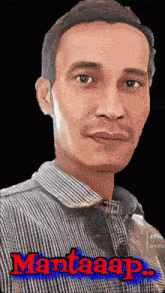 a man in a plaid shirt has the word martaaap on his shirt