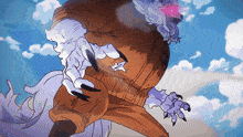a cartoon drawing of a werewolf with a purple light coming out of his mouth