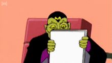 Checking The Paper Mentok The Mindtaker GIF - Checking The Paper Mentok The Mindtaker Harvey Birdman Attorney At Law GIFs