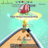 a screenshot of a video game that says you got 1 in 135 shiny vintage damsel ( 0.85kg )