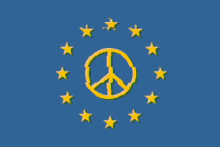 a peace sign in the middle of a circle of stars