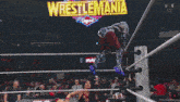 a woman is laying on the ground in a wrestling ring with the word raw on it