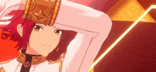 a cartoon character with red hair is wearing a gold crown