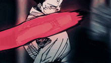 a drawing of a person with a red scarf around their waist