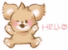 a cartoon drawing of a dog with the words `` hello '' written on it .