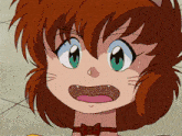 a close up of a cartoon character 's face with a surprised look on her face