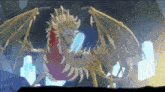 a cartoon drawing of a dragon with wings and a crown on its head