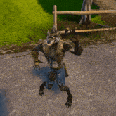 a werewolf in a video game is waving his hands