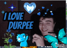 a picture of a boy with the words " i love durpee "