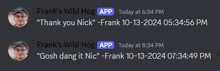 frank 's wild hog app today at 6:34 pm