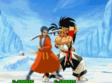 a video game screen shows two fighters and says c-groove in the upper right corner