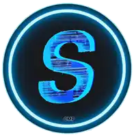 a blue letter s in a circle with gmp written below it