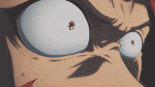 a close up of a cartoon character 's face with a very large eye
