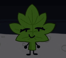 a green leaf with a surprised face on it