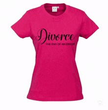 a pink shirt that says divorce on it