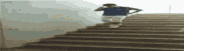 a man is walking up a set of stairs with his hands on his hips .