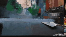 a painting is being painted with a spatula and made in animotica