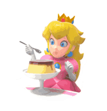 princess peach pudding eating