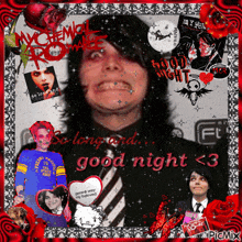 a picture of a man with the words " be long and good night < 3 " on it